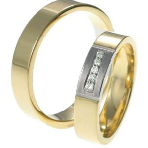 Bicolour vlakke trouwringen 4,5mm 630/0.05