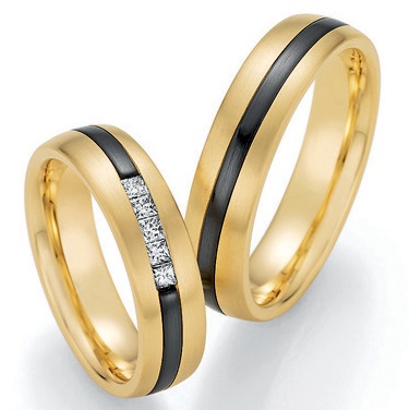 Black & Gold Trouwringen met Zirconium